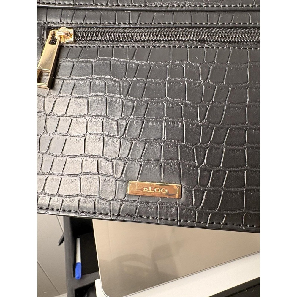 Aldo Women's Black Handbag Polka Dot Pattern Shoulder Snake Simulation